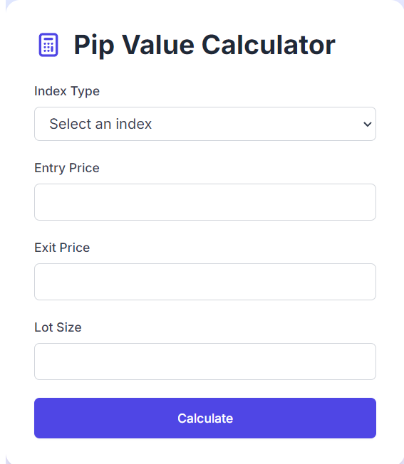 Synthetic Indices Pip calculator Free 2025